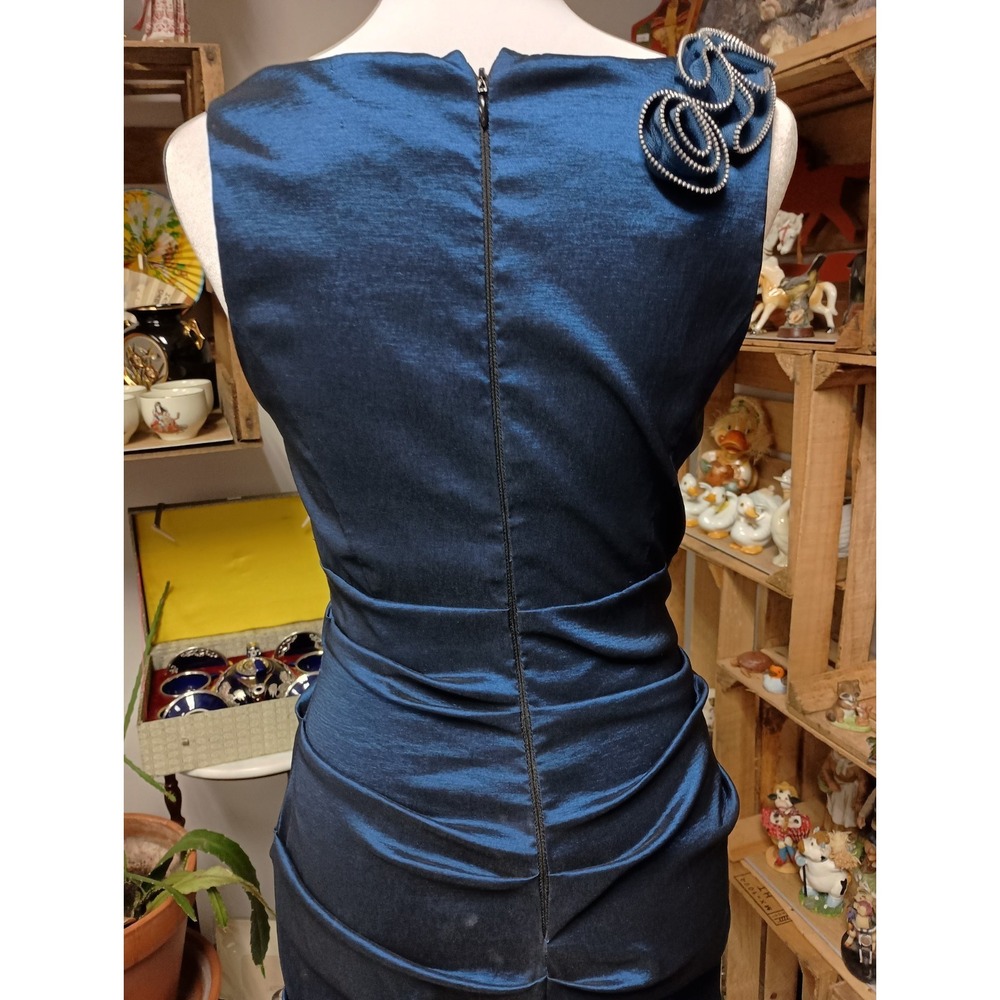 VTG Y2K Betsy & Adam Cocktail Dress Womens Small Royal Blue Babydoll Ruched - Picture 8 of 11